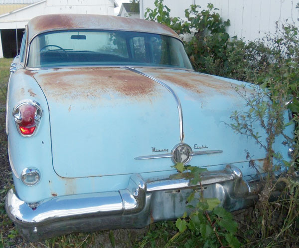 Rear of 1955 Oldsmobile 4Dr with Ninety Eight Script