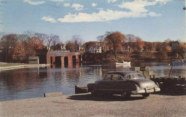1950 Buick in Camden ME, View of Tranquil Inner Harbor